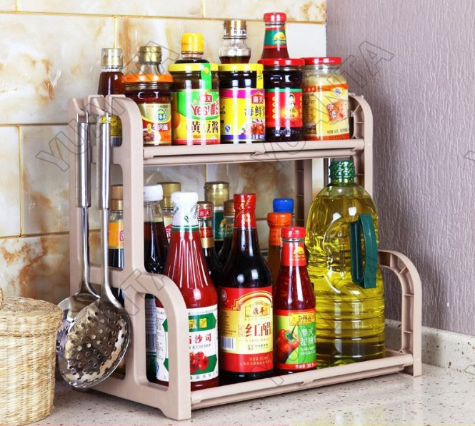 YUANTA ชั้นวางเครื่องครัว ช้นวางขวด ชั้นวางเครื่องปรุง พลาสติก ประกอบง่าย Kitchen Seasoning Shelf