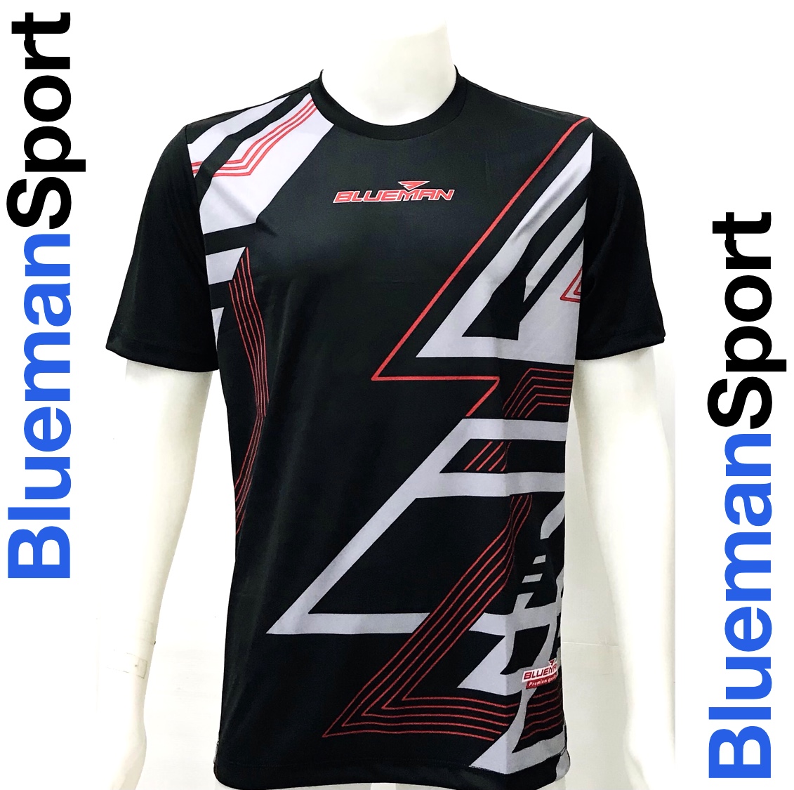 BLUEMAN Sport เสื้อกีฬาพิมพ์ลาย บลูแมนสปอร์ต รุ่นใหม่ล่าสุด (สีดำ BK)