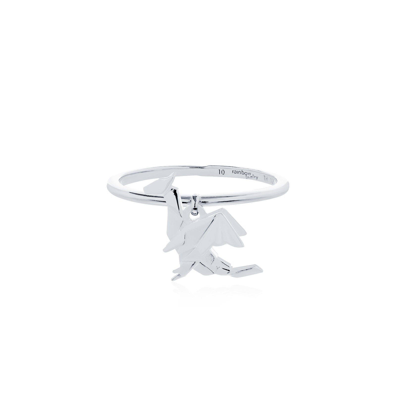 ORIGAMI LUCKY RING แหวนห้อยจี้ลายกระดาษพับ สัญลักษณ์แห่งความโชคดี และ ความสุข 13 ลาย สี White Gold