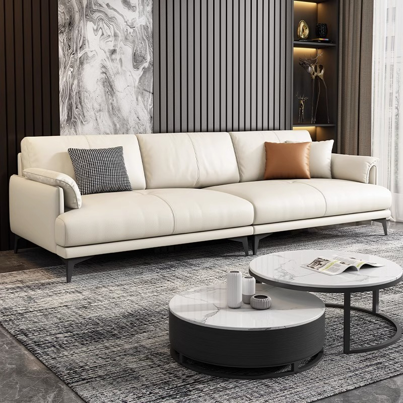 Gazzsi genuine leather sofa living room cream color sofa small apartment Italian minimalist small sofa I shape l1005 ราคา 45,700 บาท*ส่งฟรี