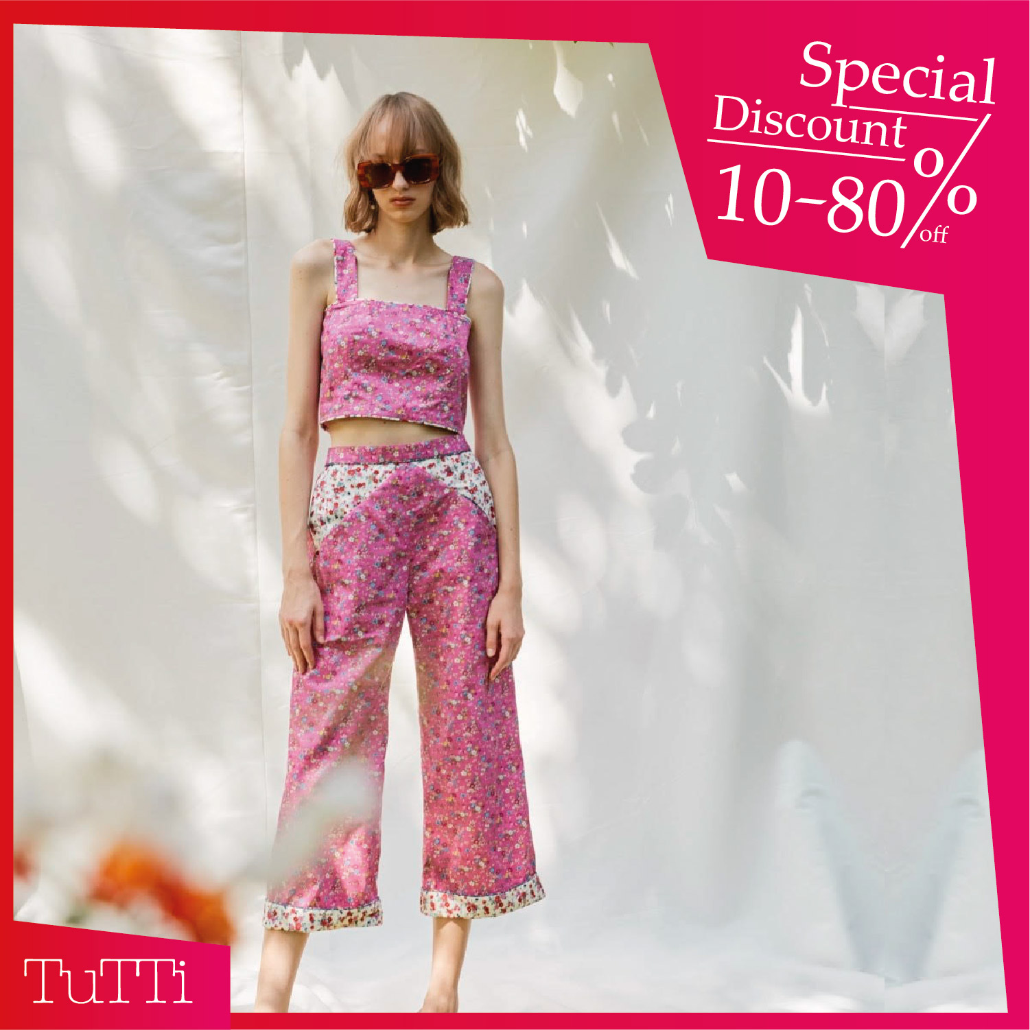 TuTTi Fern crop top เสื้อ Fern แบบคร้อป patchwork เสื้อผ้าแฟชั่นสตรี สี Indigo blue / Baby Pink ราคา 3,300 บาท*ส่งฟรี