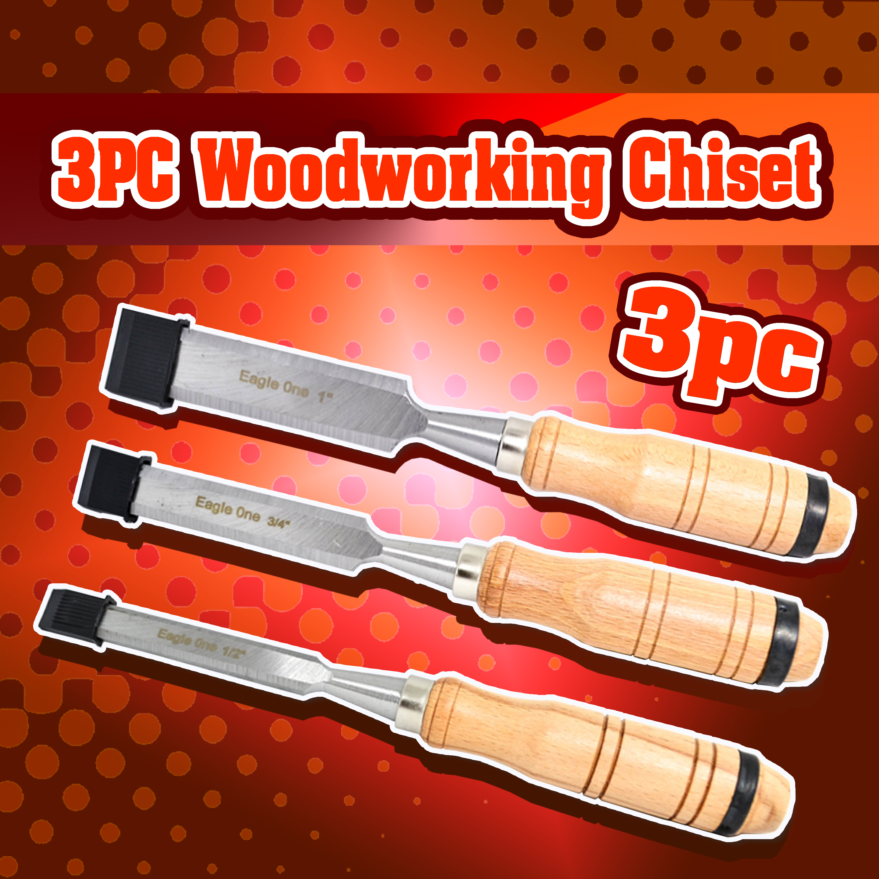 Wood Chisel Set สิ่วไม้ บรรจุ 3 ชิ้น สิ่วแกะสลักไม้ สิ่วสกัดไม้ สิ่ว สิ่วเจาะไม้ สิ่วงานไม้ สิ่วกลึงไม้ สิ่วแกะสลัก ขนาด 1/25mm3/4/19mm1/2/12mm