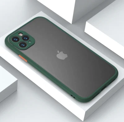 เคสกันกระแทก กันรอยกล้อง Case iPhone 11Pro Max , iPhone 11 , iPhone 11Pro เคสปุ่มสีผิวด้าน ขอบนิ่มหลังแข็ง (2)