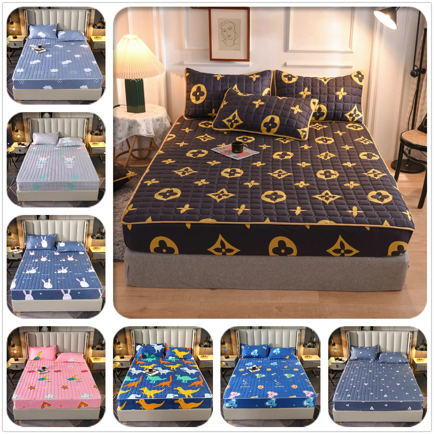 ผ้าคลุมเตียง ใช้ได้ที่นอนหนา12นิ้ว ปลอกที่นอน ป้องกันไรฝุ่น Mattress Protector ผ้ารองกันเปื้อน 360องศา ไม่รวมปลอกหมอน