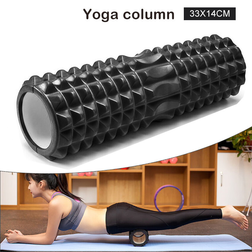Yoga Column Foam Roller EVA Wheel Fitness Medium Density Deep Massage High Density Balance Stick Muscle Relaxation (33 x 14CM) for Gym Yoga Exercise