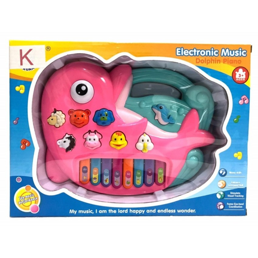 ping toysออร์แกน เสียงดนตรี เสียงสัตว์ และ ตัวโน้ต รูปปลาโลมา สำหรับคุณหนู ๆ ของเล่นเด็ก เครื่องดนตรี