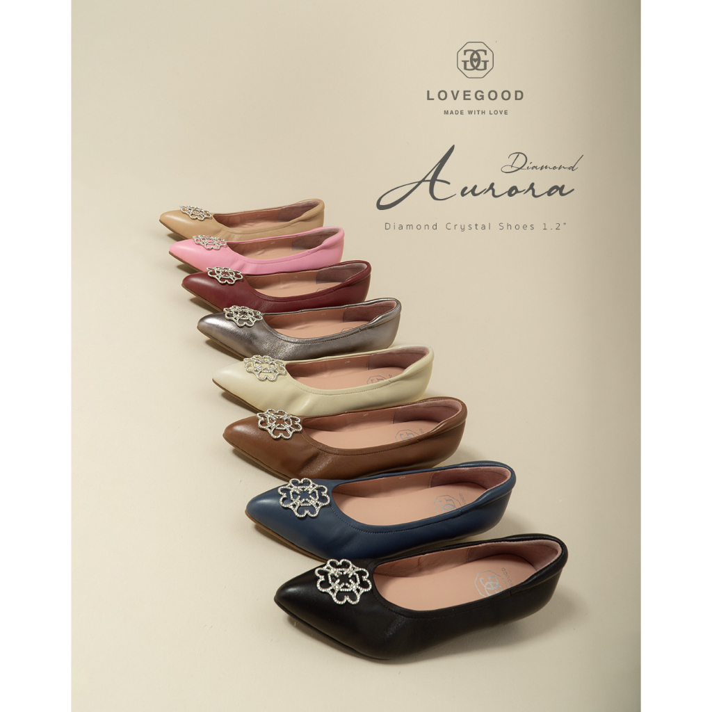 [ LoveGood ] Aurora Diamond 2 รองเท้าคัชชู หนังแกะแท้อย่างดี ใส่นิ่มสบาย ส้น 1.2" อะไหล่ Crystal สวย หรู ราคา 2,880 บาท*ส่งฟรี