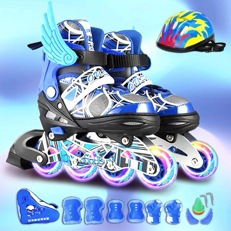 รองเท้าสเก็ต โรลเลอร์เบลด Roller Blade Skate รุ่น S=31-34 M=35-38 L=39-42 1ชุด-/blue/Pink