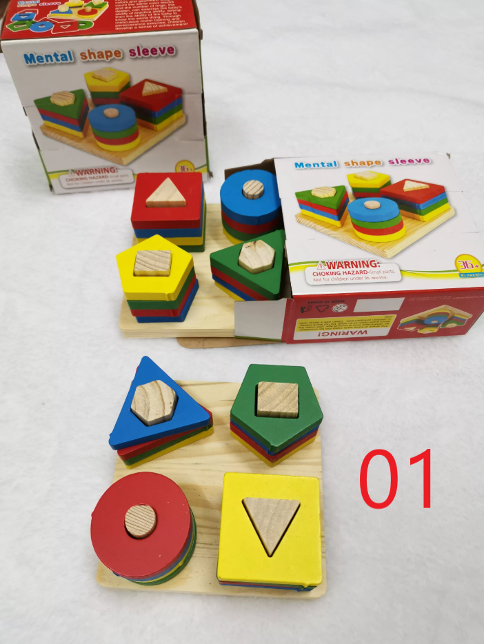 ของเล่นไม้ 4 หลัก เสริมทักษะการแยกรูปทรง เสริมพัฒนาการด้าน IQ/EQ วัสดุทำด้วยไม้ ขอบเนียนไม่คม ปลอดสารพิษ สำหรับเด็ก 2 ปีขึ้นไป DIY ของเล่น