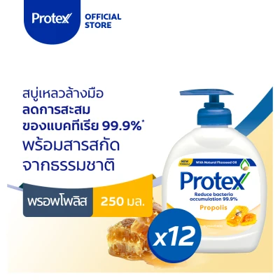 [6 แถม 6] โพรเทคส์ พรอพโพลิส 250 มล. รวม 12 ขวด (สบู่เหลวล้างมือ, สบู่ล้างมือ) [Buy 6 Get 6] Protex Propolis 250ml (Liquid Hand Wash)