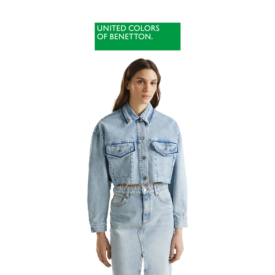 Benetton women Cropped jean jacket 26JTDN05M ราคา 2,251 บาท*ส่งฟรี