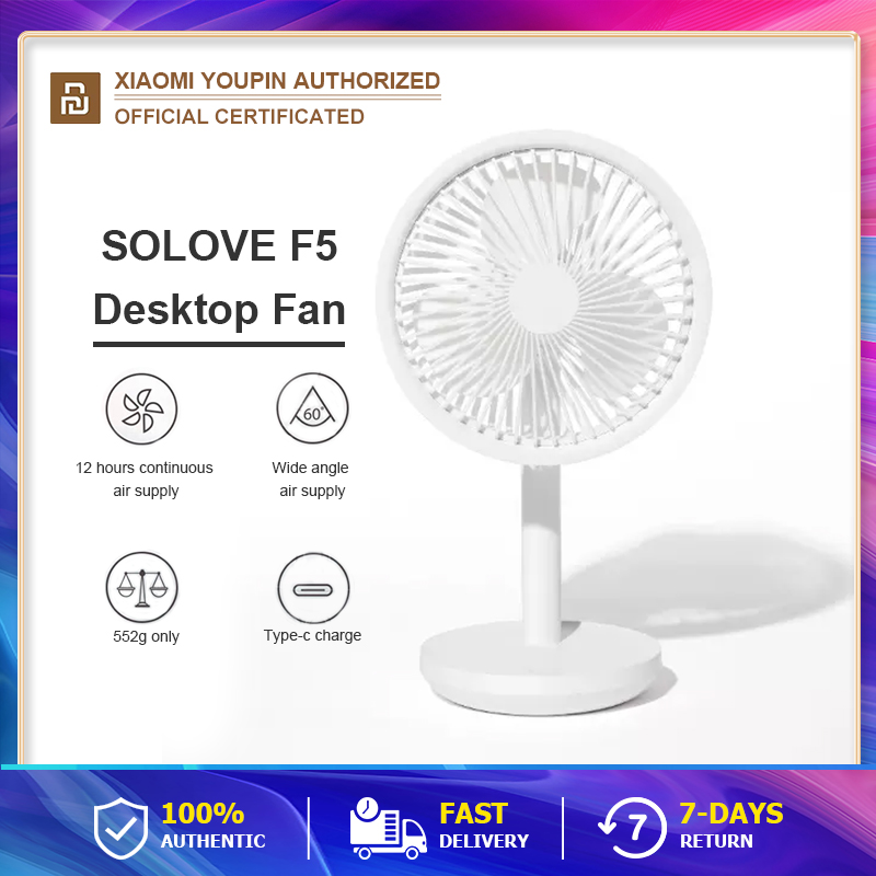 SOLOVE Desktop Fan F5 หรือ พัดลมตั้งโต๊ะ F5 ของแท้จาก SOLOVE(chargeable 4000Ah）พัดลมตั้งโต๊ะ พัดลมเล็ก ลมแรง เงียบ