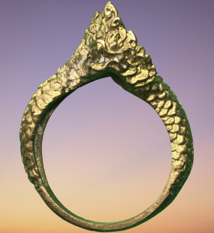 แหวนพญานาค 2เศียร 1ขด ฟรีไซต์ปรับขนาดได้ แหวน พญานาค