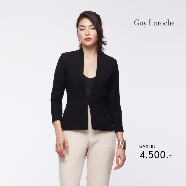 Guy Laroche woman's jacket Super B V-neck แจ๊คเก็ตทำงานผู้หญิง คอวี เข้ารูป แขนสามส่วน สีดำ G9XFBL ราคา 4,455 บาท*ส่งฟรี