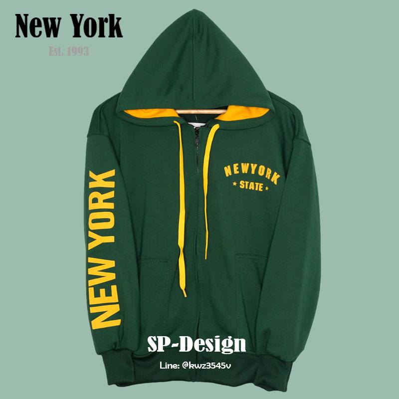 เสื้อคลุมมีฮูด เสื้อกันหนาว New York Hoodie สกรีนแขน