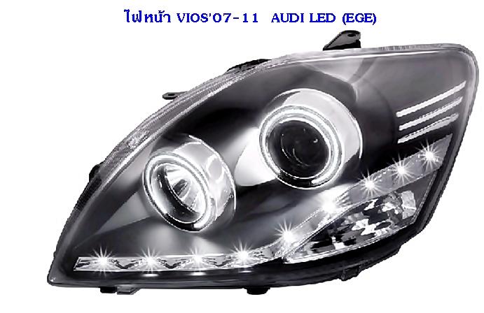 ไฟหน้า VIOS 2007-2012 PROJECTOR LED สีดำ EAGLEYE