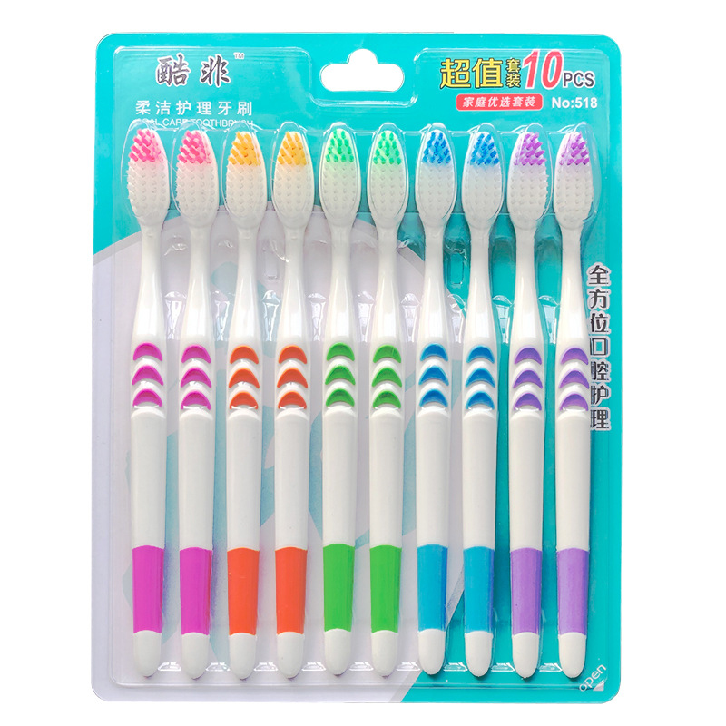 แปรงสีฟัน แปรงสีฟันชาร์โคลสไตล์เกาหลีสําหรับผู้ใหญ่ ชุดแปรงสีฟันถ่านไม้ไผ่ขนนุ่ม 10 ชิ้น (toothbrush 10pcs)