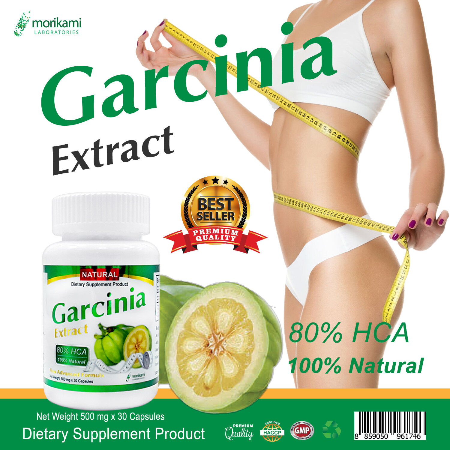 สารสกัดจากผลส้มแขก การ์ซิเนีย x 1 ขวด เผาผลาญไขมัน อาหารเสริมลดน้ำหนัก หุ่นดี ช่วยลดหน้าท้อง โมริคามิ Garcinia Extract Morikami