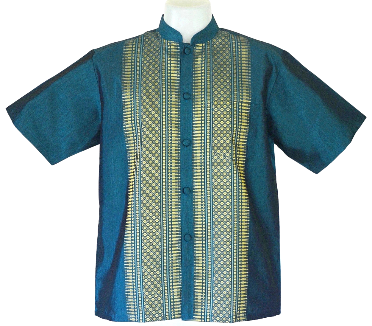 เสื้อไทย เสื้อผู้ชาย ชุดไทยชาย แขนสั้น คอจีน ไซส์ M อก 44 นิ้ว (Size M) Thai Shirt/Thai Costume for Men/Short Sleeve/Mandarin Collar/Chest 44"