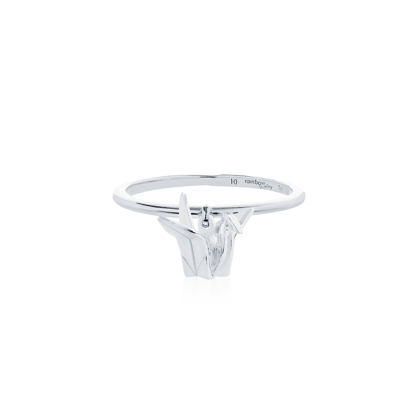 ORIGAMI LUCKY RING แหวนห้อยจี้ลายกระดาษพับ สัญลักษณ์แห่งความโชคดี และ ความสุข 13 ลาย สี White Gold