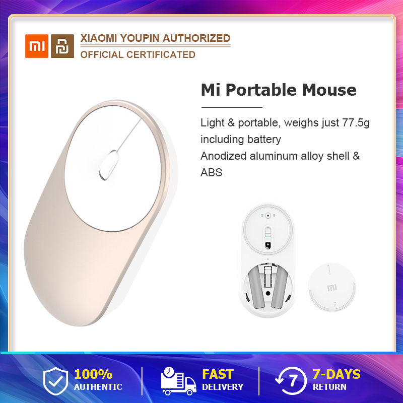 Xiaomi Portable Mouse Mi Wireless Mouse เม้าส์ เม้าส์ไร้สายไวเลส RF 2.4 GHz WiFi เชื่อมต่อ Bluetooth 4.0 เสียวหมี่