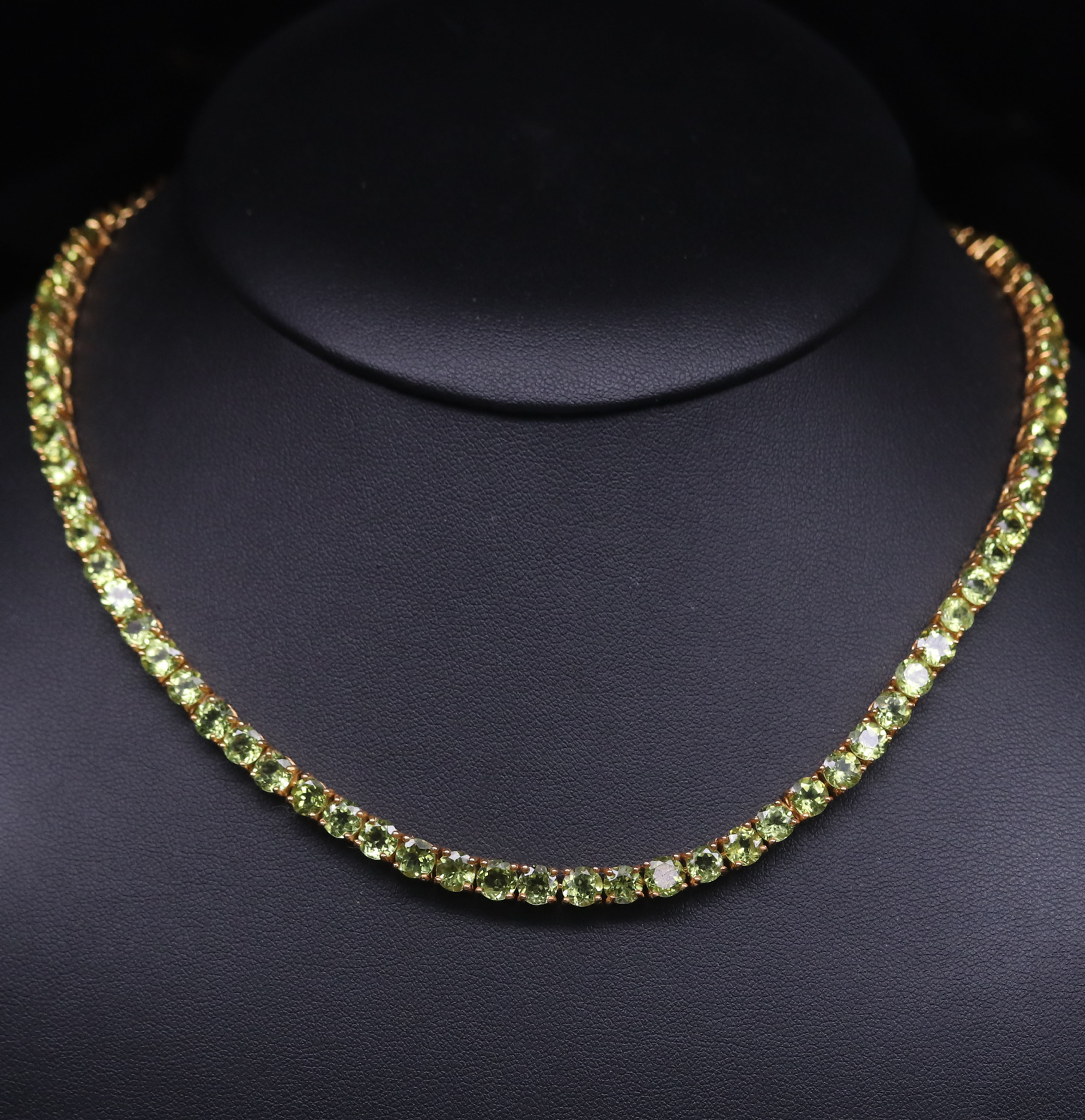 สร้อยคอแฟชั่น PNG พลอยแท้ เพอริดอท (Peridot) 5 mm. เงินแท้ 925 ชุบทอง 18k