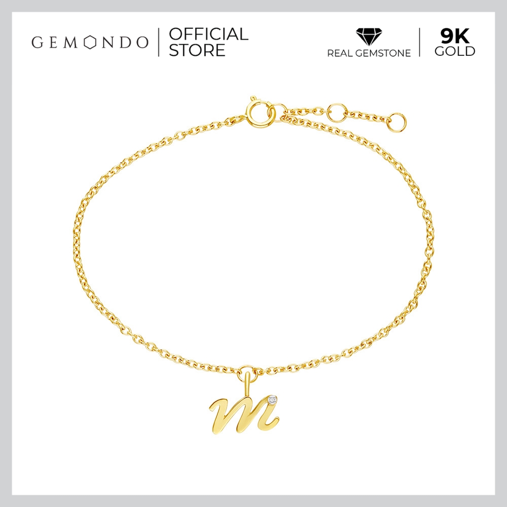 Gemondo 9k gold plated diamond letter J bracelet (diamond): genuine gold plated letter chain bracelet ราคา 7,900 บาท*ส่งฟรี