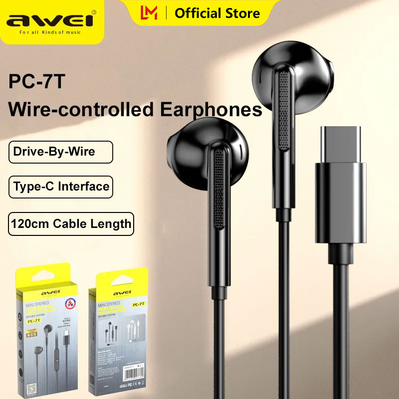[Awei PC-7T/6T Type-C USB C Wired Earphones In Ear Earbuds With Mic For Xiaomi Samsung Huawei,Awei PC-7T/6T Type-C USB C Wired Earphones In Ear Earbuds speaker With Mic For iphone Xiaomi Samsung Huawei,] ราคา 115 บาท*ส่งฟรี