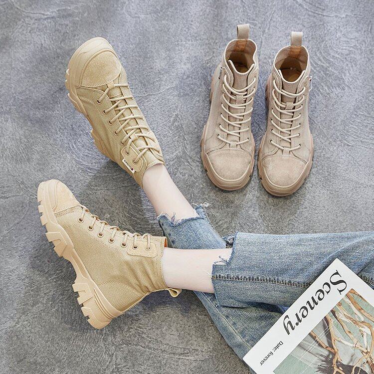 Martin Boots รองเท้าบูทสั้นผู้หญิง 2020 ฤดูใบไม้ร่วงและฤดูหนาวท่อสั้นใหม่นักเรียนสไตล์อังกฤษเวอร์ชั่นเกาหลีของเทรนด์รองเท้าเดี่ยวแบบป่า