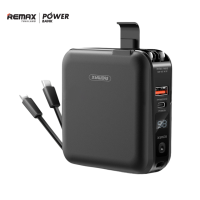Remax Power Bank รุ่น W1501 ความจุ 15000mAh แบตสำรอง ชาร์จไว มีสายในตัว มีประกันศูนย์ไทย มาตรฐาน มอก.