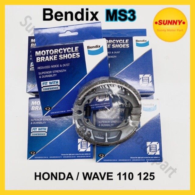 ผ้าเบรกหลัง BENDIX (MS3) แท้ สำหรับรถมอเตอร์ไซค์ HONDA / WAVE 110 125