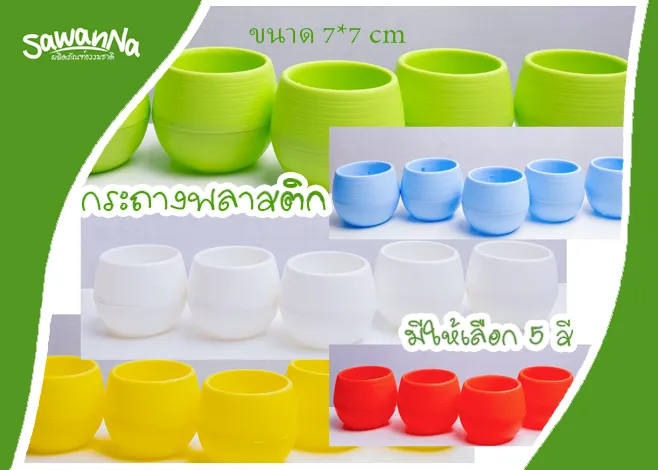 🍃กระถางต้นไม้🍃พลาสติก พร้อมส่งจากไทย ราคาถูก (ขนาดเล็ก) 7*7 cm/หลากสีสัน DIY สลับสีได้ สำหรับ🌵ต้นไม้มงคล ไม้อวบน้ำ ตะบองเพชร แคคตัส🌵
