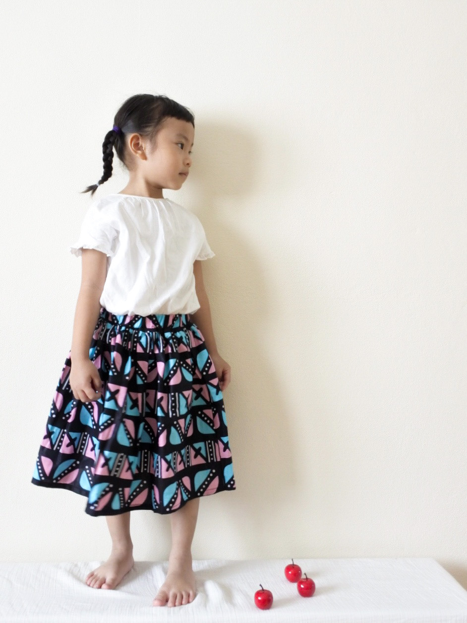 MERMEO |【SK-61】M(90-100)  African batik kids skirt | กระโปรงเด็กผ้าแอฟริกันบาติก