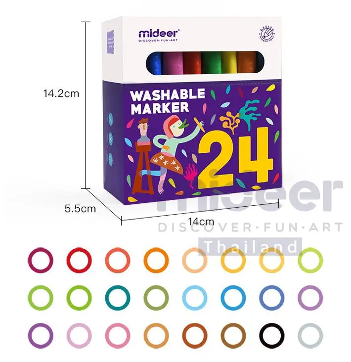 Mideer มิเดียร์ WASHABLE MARKER ปากกาเมจิกลบได้ ของเล่น ของเล่นเสริมพัฒนาการ ของเล่นลูกน้อย ของเล่นเด็ก ของเล่นฝึกสมาธิ สื่อการเรียนรู้ สื่อการเรียนการสอน ปากกาเมจิก ปากกาลบได้ ปากกาเมจิกลบได้