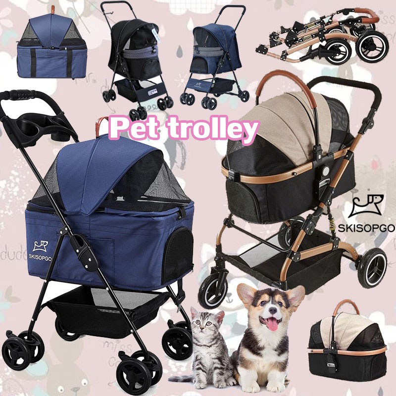 Skisopgo 3-in-1 Pet Stroller, Dog and Cat Stroller, 4 Wheels, Foldable, Two Layers, Separate In-Car Bag Travel Cart (Can Support Weight up to 15 Kilograms) ราคา 2,167 บาท*ส่งฟรี