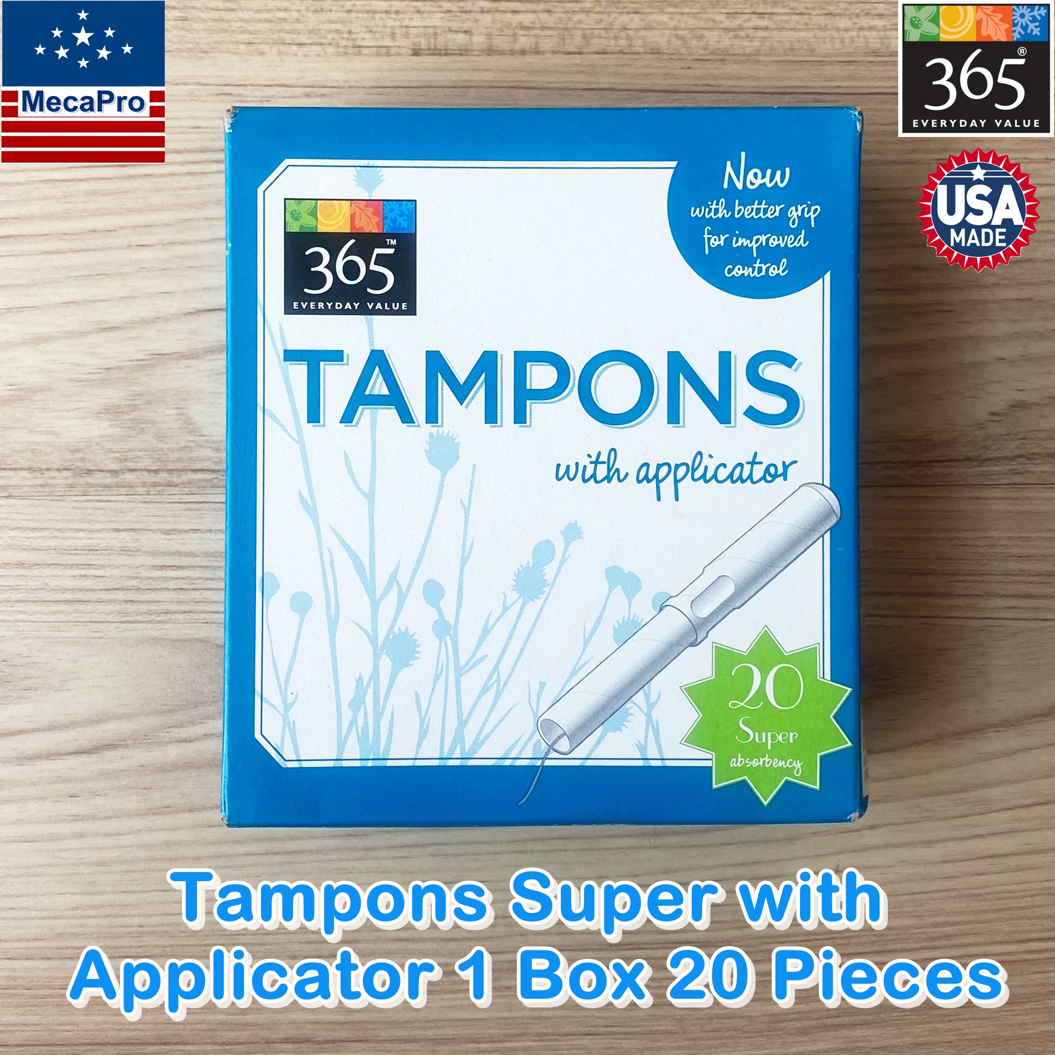 365 Everyday Value® Tampons Super with Applicator 1 Box 20 Pieces ผ้าอนามัยแบบสอด 1 กล่อง 20 ชิ้น เหมาะกับวันมาปกติ-มามาก