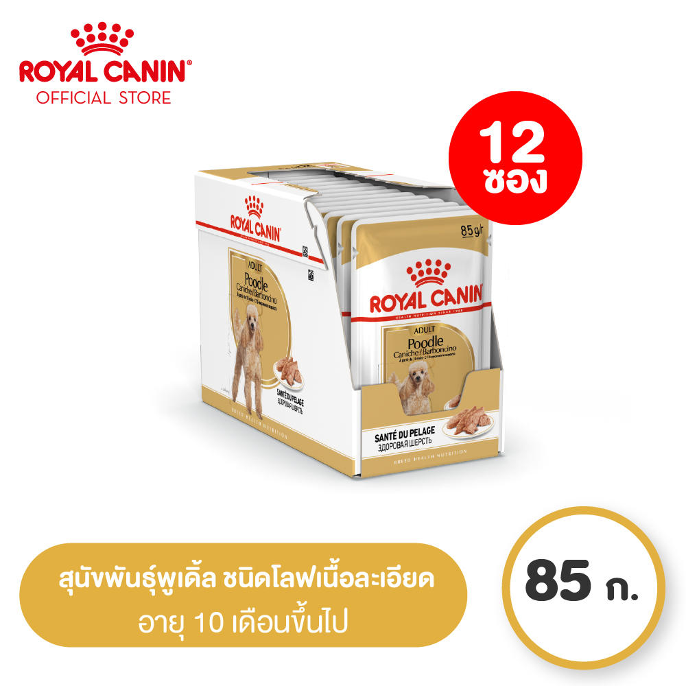 [ยกกล่อง 12 ซอง] Royal Canin Poodle โรยัล คานิน อาหารเปียกสุนัขโต พันธุ์พุดเดิ้ล อายุ 10 เดือนขึ้นไป (Dog food, อาหารสุนัข)