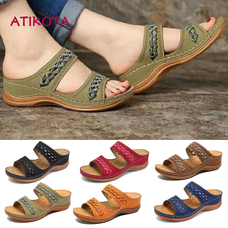 Atikota รองเท้าแตะลําลองสําหรับสตรีมีส้น ราคา 580 บาท*ส่งฟรี