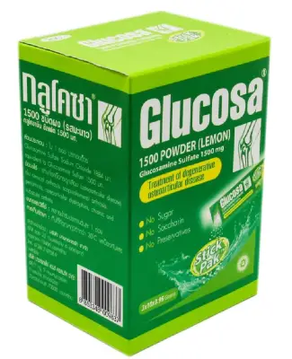 Glucosa 1500mg (กล่องเขียว) 30 ซอง รสมะนาว กลูโคซ่า glucosamine