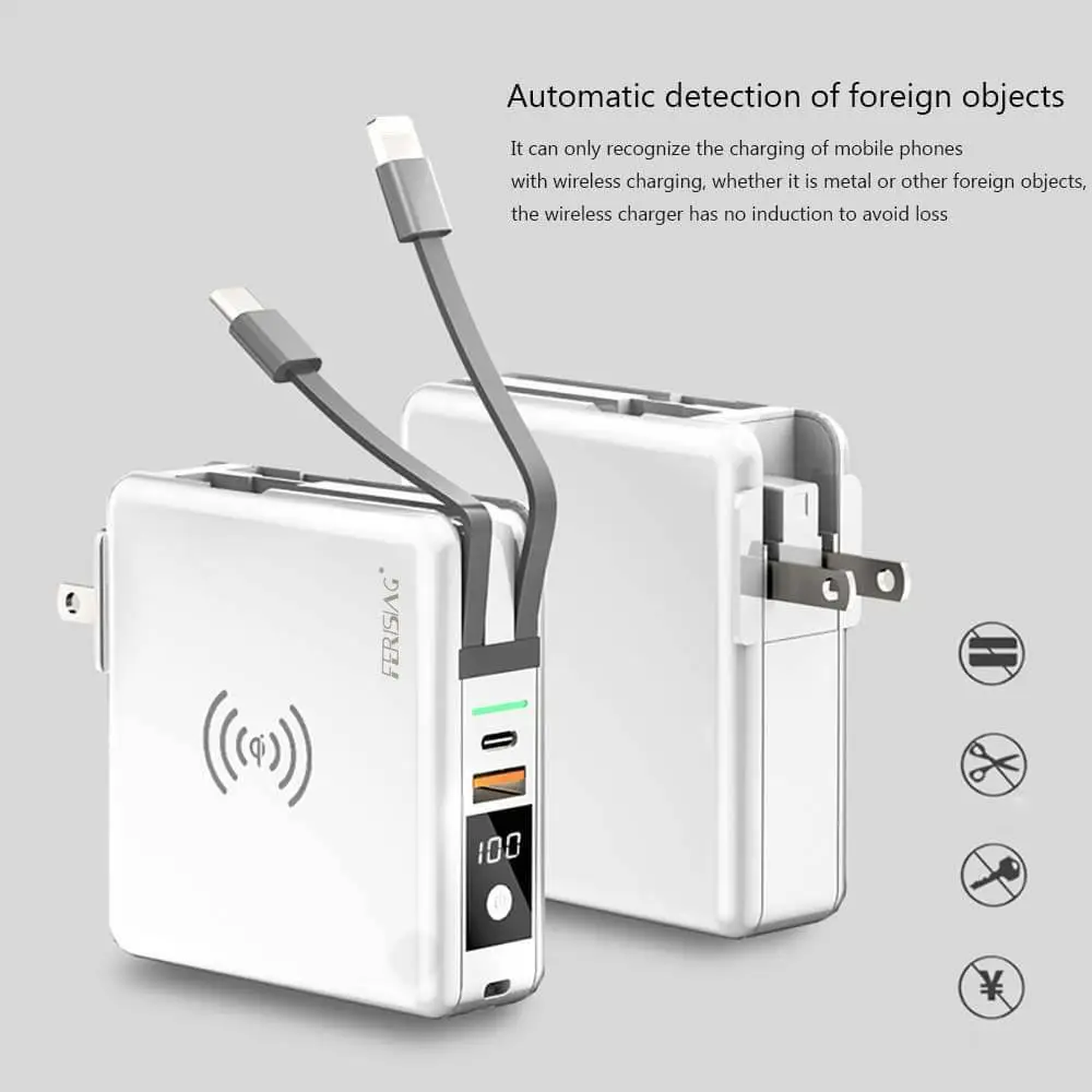 พาวเวอร์แบงค์ 4IN1PowerBank แบบพกพาCharger เก็บแบตได้10000MAh สำหรับiPhone Huawei Xiaomi