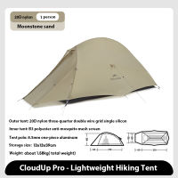 Naturehike เต็นท์ Cloud up รุ่นอัพเกรด Pro สำหรับ 1-2 คน ทำจากไนลอน 20D กันน้ำ กันลม น้ำหนักเบาพิเศษ สำหรับเดินป่าและตั้งแคมป์ พร้อมแผ่นรองพื้น
