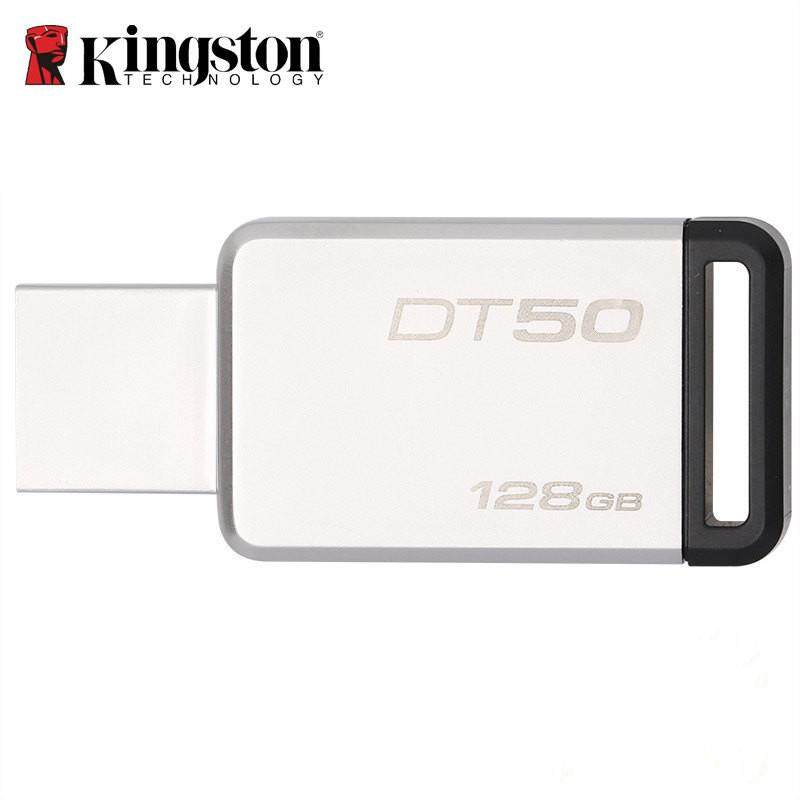 Kingston U ดิสก์ 128GB ดิสก์ Hi-Speed USB3.1 DT50 64G U ดิสก์ 128GB USB แฟลชไดรฟ์ดิสก์ U ความเร็วสูงโลหะ แฟลชไดรฟ์