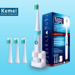 สินค้า Kemei ของแท้ แปรงสีฟันไฟฟ้าไร้สายระบบอุลตร้าโซนิค พร้อมหัวแปรงอะไหล่ 3 ชุด สินค้ามีพร้อมส่ง รุ่น KM-907