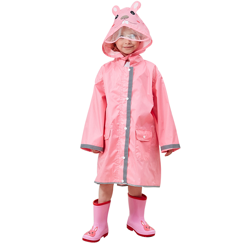 เด็กผู้หญิงเด็ก3Dการ์ตูนสัตว์เสื้อกันฝนแบบมีฮู๊ดสะท้อนแสงเสื้อปอนโชเสื้อกันฝน