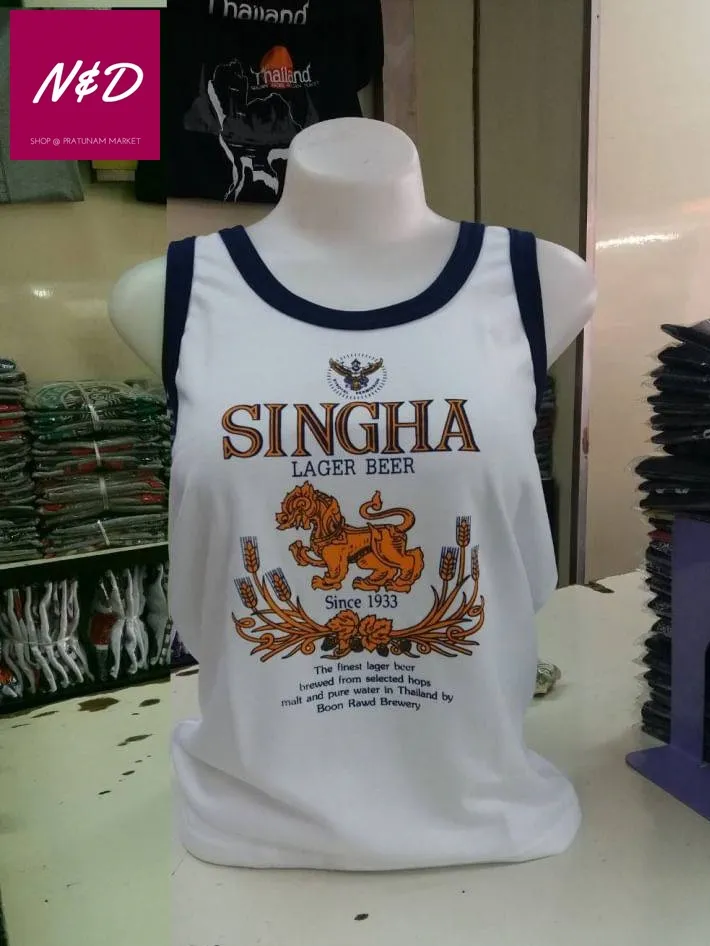 เสื้อกล้ามชาย เสื้อกล้ามผู้ชาย เสื้อกล้ามไทยแลนด์ เสื้อกล้ามสกรีนลายเบียร์สิงห์ เสื้อกล้ามผ้าcotton%