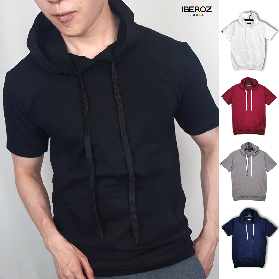 iBEROZ® เสื้อมีฮู้ด แขนสั้น เสื้อสีพื้น เสื้อมีหมวกสีพื้น รุ่นSHOODBASIC