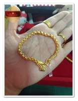 ใหม่ !! สร้อยข้อมือชุบทองแท้ 24K ลายทาโร่ กลมตัดเหลี่ยมสลักจุด (แน่น)   น้ำหนัก 50 สต.