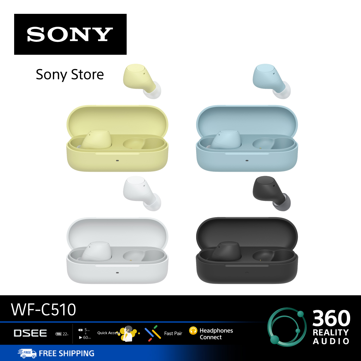 SONY WF-C510 Truly Wireless หูฟังบูลธูท หูฟังไร้สาย ราคา 1,791 บาท*ส่งฟรี