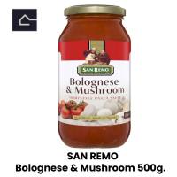 San Remo Homestyle Pasta Sauce Bolognese Mushroom  ซานรีโมซอสพาสต้า โบโลเนสผสมเห็ดมัชรูม ซอสสปาเก็ตตี้ ขนาด 500 กรัม(g).