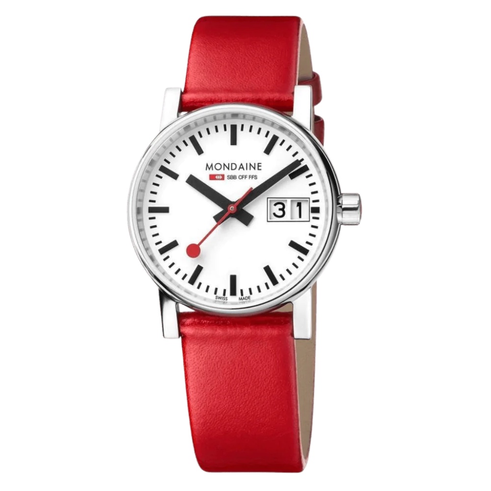 นาฬิกาข้อมือแฟชั่น Mondaine EVO2 30 mm, red leather watch, MSE.30210.LC นาฬิกาข้อมือ ราคา 11,300 บาท*ส่งฟรี